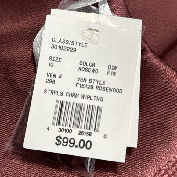 DAVID’S‎ BRIDAL Dress Size 10 Rosewood Knot Detail Strapless Mini Wedding Party - Picture 3 of 5